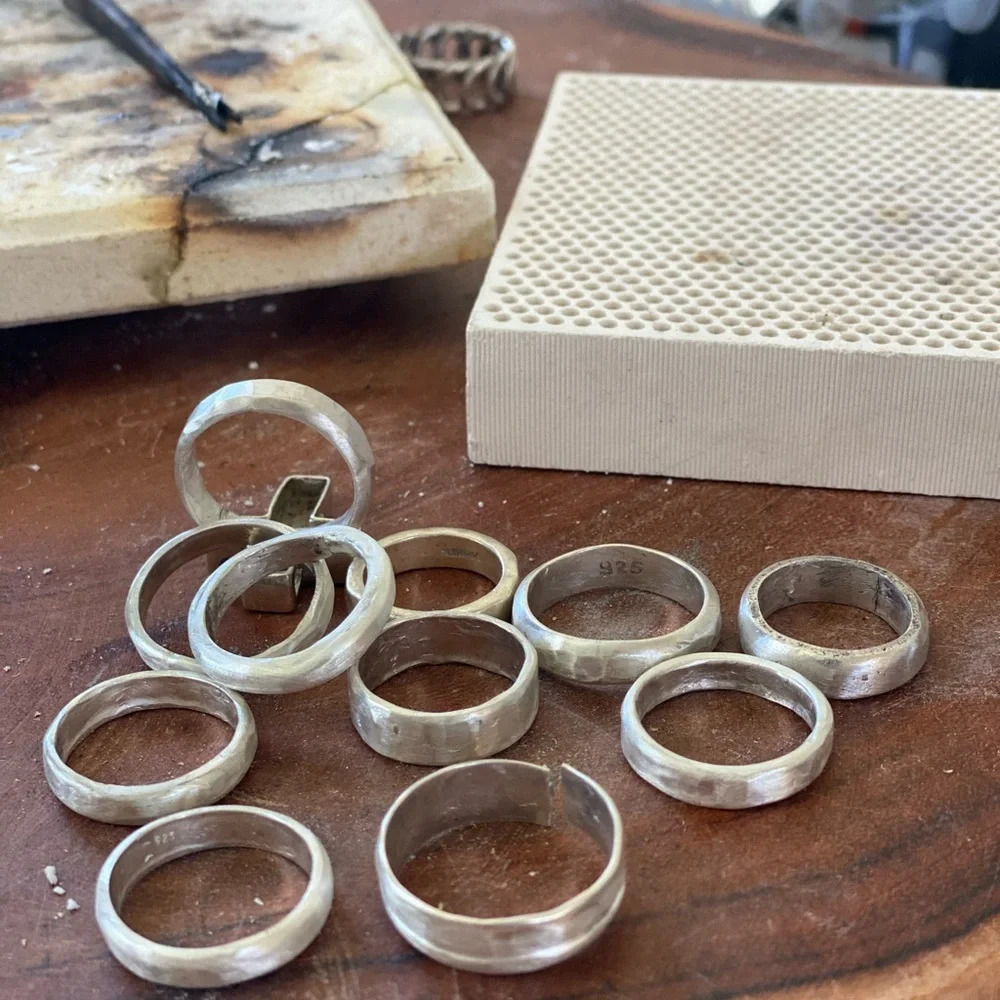 2 handmade *RUSTIC LUXE* sterling silver sand casted chunky rings all sizes - Picture 14 of 16